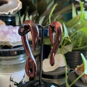 0g Red Tiger Eye stone carved ear weights